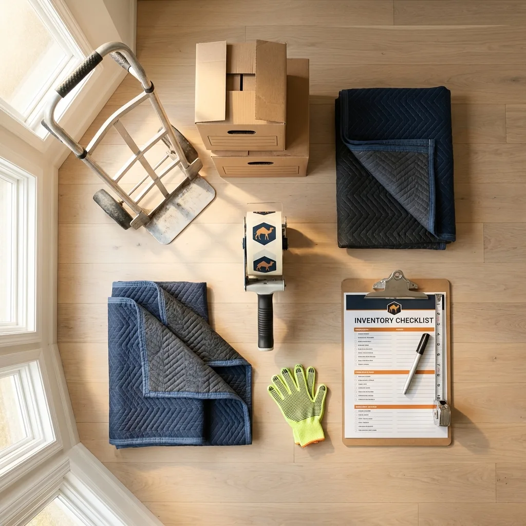 Professional moving supplies and packing materials layout for East Rochester residential relocations